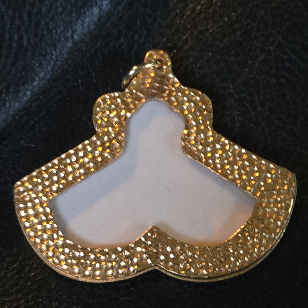 Blue Vintage Egyptian porcelain & gold pendant Lotus/water lily - Picture 3 of 7